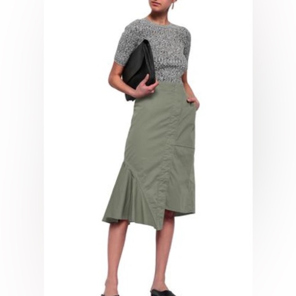 Theory Reconstructed Asymmetric Stretch-cotton Twill Midi Skirt